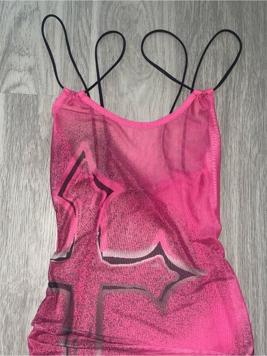Dresses & Skirts - Hot Pink Cross-Print Slip Dress with Thin Black Straps